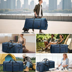 80L EXTRA LARGE Duffle Bag for Travel, 26" Foldable Travel Duffel Bag with Shoe Compartment for Men Women, Waterproof & Tear Resistant (Dark Blue, EXTRA LARGE, 80L)