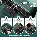 3 Piece Luggage Sets, Lightweight ABS Suitcase with 4 Spinner Wheels ＆ TSA Locks, Hardside Carry On Luggage Durable Suitcase Set for Family Travel Business - Dark Green, 20/24/28