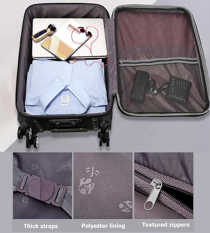 feilario 20in 2 Piece Softside Business Luggage Sets Waterproof Carry On Luggage Suitcase with Double Spinner Wheels