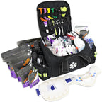 Lightning X Products Lightning X Pre-Stocked EMS/EMT Trauma Kit w/Large First Responder Bag & 256 Aid Medical Supplies - Black