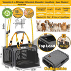 PAWZIDEA Expandable Pet Carrier Airline Approved, 18"×11"×11" Small Dog Carriers, Collapsible Top-Load Cat Carrier for 2 Cats Under Seat, Soft-Sided Puppy & Animal Travel Bag, ID Card, Up to 15lbs