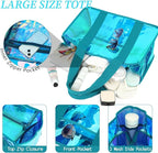 Fammart Iridescent Clear Beach Bag for Women, Jelly Tote Bag Waterproof Sandproof Pool Bag Cruise Vacation Essentials