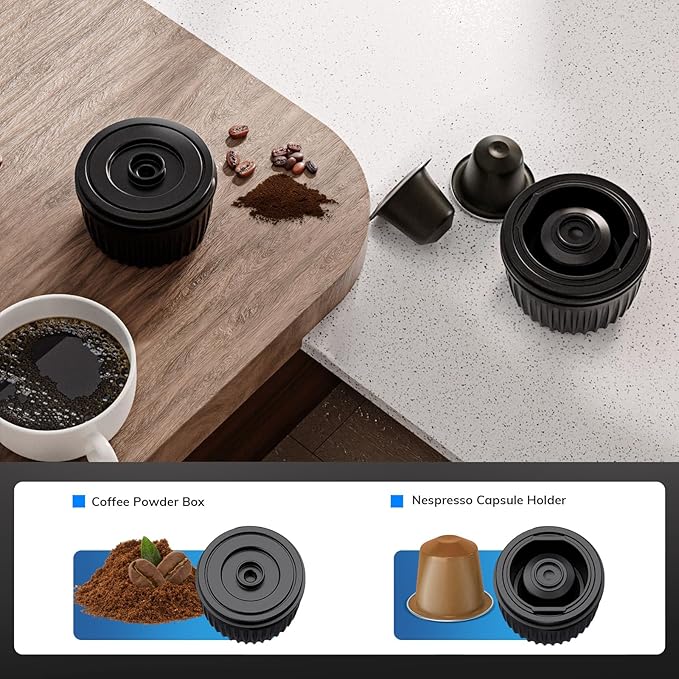 Portable Espresso Machine 100W Self-Heating & Car-Ready, Compatible with NS Capsules & Ground Coffee, Ideal for Travel, Camping, RV, Black