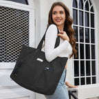 HOMESPON Large Canvas Tote Bag for Women Everything Bag with Pockets and Laptop Sleeve