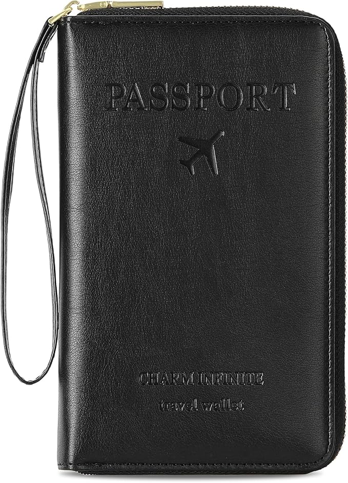 Leather RFID Blocking Passport Holder Travel Wallet, Passport Cover/Travel Wallet for Women/Men with