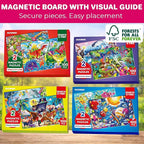QUOKKA Magnetic Puzzles for Kids Ages 4-6 – 100 PCS Magnetic Puzzle Book for Toddlers 3-5 – 2 Puzzles & 2 Spot The Difference Maps – Search & Find Travel Games – Space, World Map Toddler Travel Toys