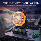 AJVV Camping Fan with Light, Remote and Oscillation, Battery Powered Hanging Tent Fan, Rechargeable Portable for Camp, Outdoor, Emergencies, Fishing, RV Travel, Jobsite