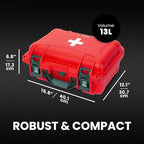 NANUK 915 Waterproof First Aid Box Empty – Durable, Medical First Aid Organizer Case, IP67-Rated, Dustproof, Impact-Resistant, and Floats (13.8" x 9.3" x 6.2") – Red