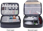 BUBM Electronic Organizer, Double Layer Travel Gadget Carry Bag for Cables, Plugs, Earphone, Flash Hard Drive and More--a Sleeve Pouch for iPad Mini(Medium, Black)