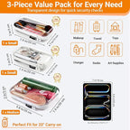 YQBRAO 3-Pack Clear Hard Shell Zipper Case, 1.2mm Heavy-Duty Crush-Proof Travel Makeup Bag, TSA Approved Clear Zipper Pouches, Rigid Toiletry & Diaper Bag Organizer for Toys, Tech & Art Supplies