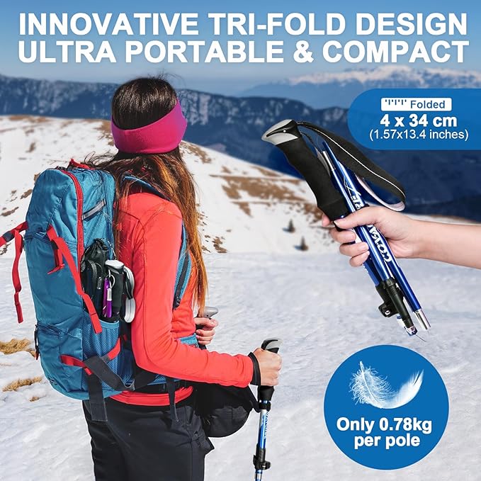 Covacure Trekking Poles Collapsible Hiking Poles - 2 Pack Aluminum Alloy 7075 Trekking Sticks with Quick Lock System, Telescopic, Collapsible for Hiking, Camping