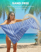2 Packs Turkish Beach Towels Vacation Essentials Quick Dry Sand Free Soft Absorbent Extra Large Xl Big Blanket Adult Oversized Bath Pool Swim Towel Lightweight Thin Sandless Compact No Sand Packabl