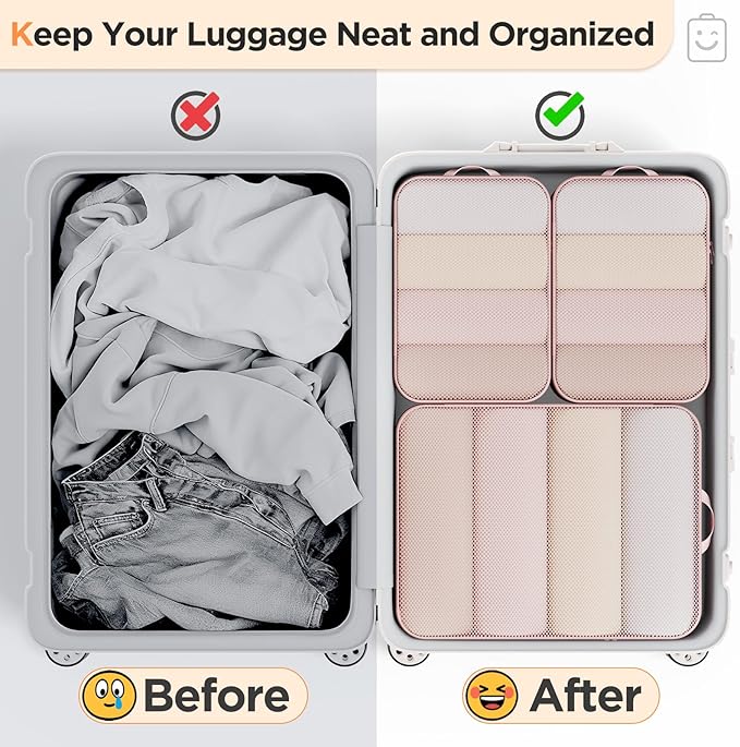 Veken 6/9/11 Set Compression Packing Cubes for Travel Essentials,Compressible Expandable Large Luggage Suitcase Organizer Bags for Clothing,Durable Space Saver Storage Bags(Beige)