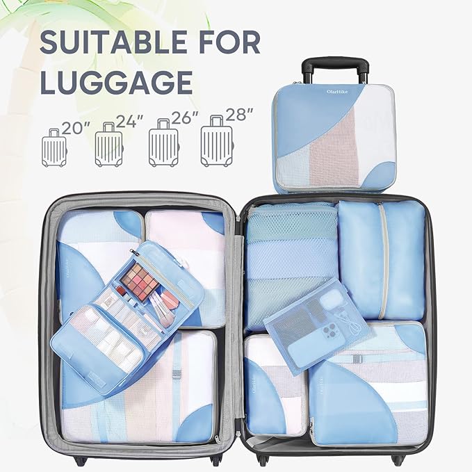 10 Set Packing Cubes for Travel, Gifts for Women Mom,Anti-Tearing Suitcase Organizer,OlarHike Vacation Essentials & Accessories for Cruise Ship