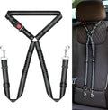 BWOGUE Double Dog Cat Seat Belts, Car Headrest Restraint Adjustable Travel Leash,Safety Elastic Leads Splitter Connect Vehicle Seatbelt Harness for 2 Dogs