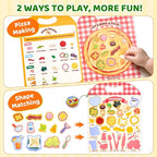 JoyCat Reusable Sticker Book - Stickers for Toddlers, Kids Sticker Activity Book, Travel Toys for Road Trip, Car & Airplane, Educational Learning Gifts for Boys and Girls Ages 3-5 (Pizza-Making)