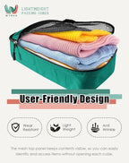 WTREE 4-Piece Packing Cubes Travel Accessories Set for Suitcases - Luggage Organizer Bags with Double Zipper - Mesh Top - Large - Green