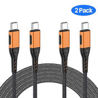 Durcord USB C to USB C Cable, 2Pack 100W 6ft USB C Charger Cable Fast Charging for Android/Phone/Pad, Type C to Type C Charger Braided USB Cable Compatible with iPhone 16/15 Pro Plus Max Orange