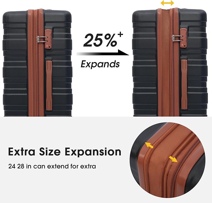 Hardside Luggage Sets 3 Pcs Spinner Suitcase with TSA Lock Lightweight