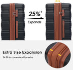 Hardside Luggage Sets 3 Pcs Spinner Suitcase with TSA Lock Lightweight