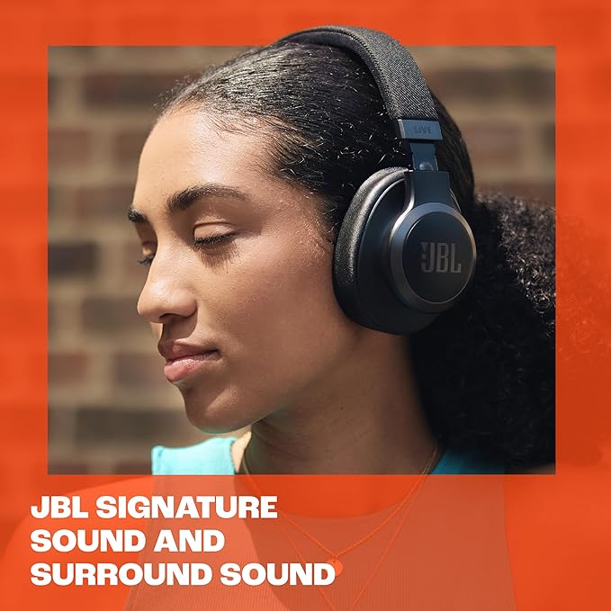 JBL Live 770NC - Wireless Over-Ear Headphones with True Adaptive Noise Cancelling with Smart Ambient, Up to 65 Hours of Battery Life, Comfort-fit Fabric Headband & Carrying Pouch (Blue)