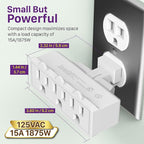 Fosmon 3 Outlet Adapter, Swivel Outlet Plug Three Way Rotating 180 Degree Right Angle Adapter Plug, Electric Wall Extender Indoor, 3-Prong, Grounded- 4 Pack