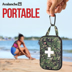 Avalanche 53 Pieces First Aid Kit, Compact Emergency Supplies Kit for Home, School, Car, Travel, Sports or Camping in Hard Shell Foam Case, Portable Mini First Aid Kit, Camo