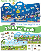 Walenced Reusable Sticker Book for Toddlers, Stickers for Kids, Toddler Sticker Book, Toddler Craft Activities, Toddler Travel Toys Boy Girl Birthday Gifts