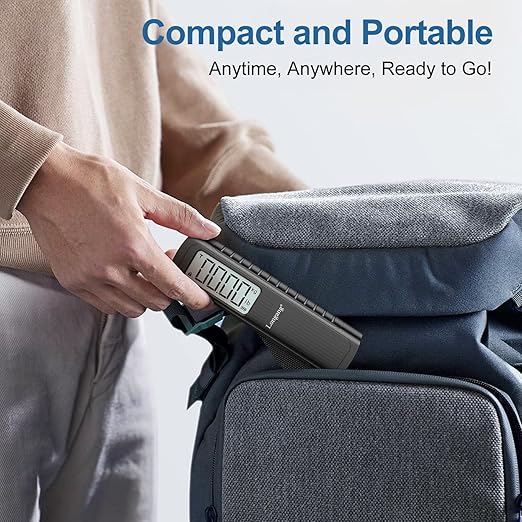 Battery-Free Digital Luggage Scale, 110lbs/50kg Portable Handheld Hanging Scale for Luggages, Suitcases, Backpacks & Bags, Easy Weighing for Travel, No Need Batteries (Black)