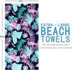 Oversized Terry Beach Towel 36 x 72 in Soft Extra Large XL Pool Swimming Towels Clearance for Adults Blanket Travel Essentials Cruise Accessories Must Haves Vacation Stuff Lounge Chair Cover Flamingo