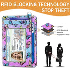 Yonlevres Credit Card Holder Slim Wallet, Butterfly RFID Wallet Women Front Pocket Small Card Holder, Travel Cute Funny Thin Card Case ID Window PU Leather RFID Blocking Card Organizer Gifts Girls