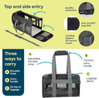Sherpa Pet Carrier Airline Approved with Spring Wire Frame - Cat Carrier and Dog Carriers for Airline Travel and Vet Visits, Mesh Ventilation, Locking Zippers - Charcoal Grey, Large