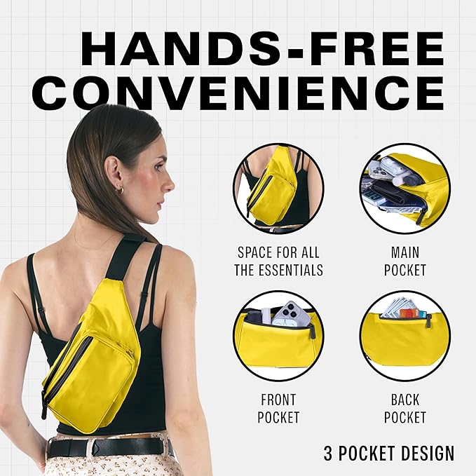Yellow Fanny Pack Belt Bag I Mens Fanny Packs for Women Fashionable - Crossbody Bag Bum bag Waist Bag Waist Pack - Hands Free for Hiking, Running, Travel, Waterproof and more