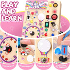 Grarain Busy Board for Toddlers - Montessori Educational Toy for 1-3 Year Old Boys & Girls | Travel-Friendly Sensory Learning Activity | Ideal for Kids with Autism(Unicorn Busy Board)