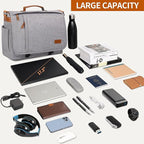 ESTARER Messenger Bag 17-17.3 Inch, Men's Computer Bag Water-resistant Canvas, Laptop Shoulder Bag for Travel Work College, Light Grey