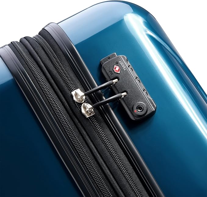 DELSEY PARIS Helium Aero Hardside Expandable Luggage with Spinner Wheels, Teal, Checked-Medium 24 Inch