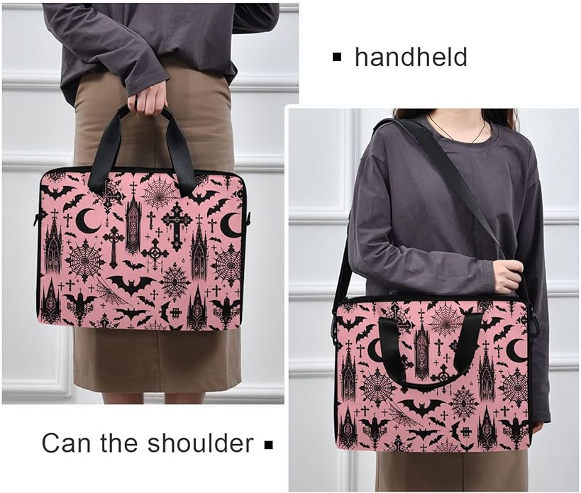MNSRUU Laptop Bag for 15.6 inch Black Gothic Bats