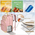 MATEIN Lunch Backpack for Women, Teacher Backpack with Lunch Compartment Detachable, Fit 15.6 Inch Laptop, College Computer Backpacks Meal Prep Work Bag Gift for Nurse Commute Office, Pink