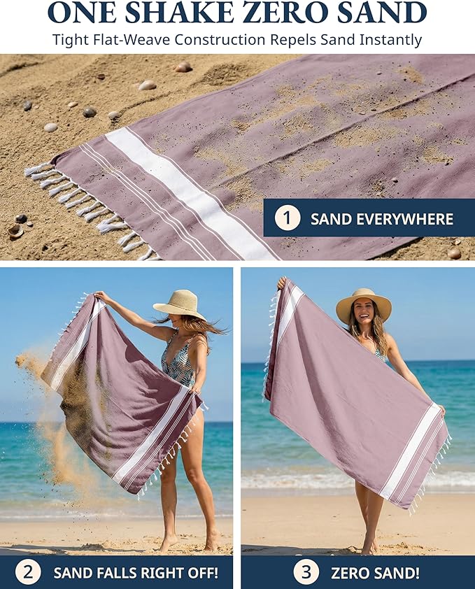 LANE LINEN Beach Towels 4 Pack - Beach Towels Oversized, Pre-Washed Extra Large Beach Towel, Quick Dry, No Sand Beach Towel, Pool Towels for Adults, 39"x71" - Wistful Mauve
