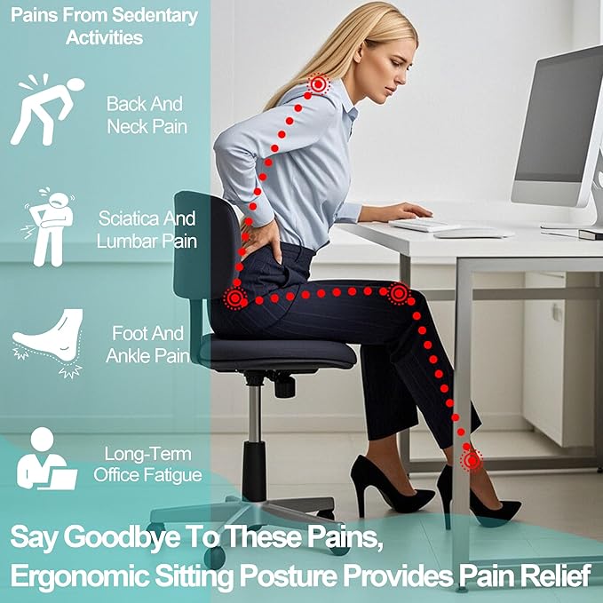 Ergonomic Foot Rest for Under Desk at Work to Offer Foot Support & Promote Leg Circulation - Portable & Inflatable Footrest for Under Desk to Relieve Back & Hip Pain at Home, Office, Car, Airplane