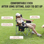 VEVOR Oversized Camping Folding Chair, Portable Heavy Duty Outdoor Quad Lumbar Back Padded with Side Pockets, Cup Holder and Cooler Bag for Beach, Lawn, Picnic, Fishing, Backpacking, Black