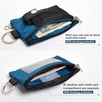 CHENSPRX Minimalist RFID Blocking Small Wallet with ID Window,WaterResistant Zip Id Case Wallet with Lanyard Keychain for Cards,Cash,Travel,Women,Men