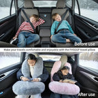 FHSGGP Travel Pillow Car Travel Sleep Support Pillow 2-in-1 Lap Pillow and Car Pillow with Neck and Body Support for Adults and Kids on Long Trips Kids Travel Pillow Black