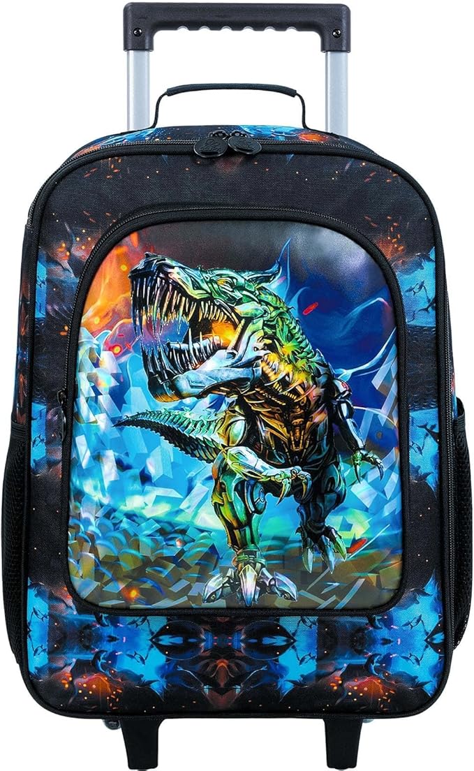Kids Suitcases for Boys, Cute Dinosaur Luggage Rolling with Wheels, kids carry on luggage for Children Toddler Elementary(Black)