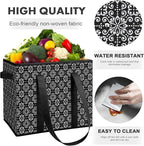 WISELIFE Reusable Grocery Bags [2 Pack],Large Grocery Tote Bag Water Resistant Shopping Bags Foldable Grocery Bag for Clothes,Shoes and Picnic,Black
