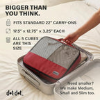 Large Packing Cubes for Travel - 5pc Packing Cubes for Suitcases - Lightweight Luggage Organizer Bags (Non-Compression)