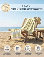 LANE LINEN Large Beach Towel, 2 Pack Turkish Beach Towels Set, Lightweight Towel for Adults, 39"x71" Oversized Pool Towels, Absorbent, Quick Dry, Durable Sand Proof Beach Towel - Yellow