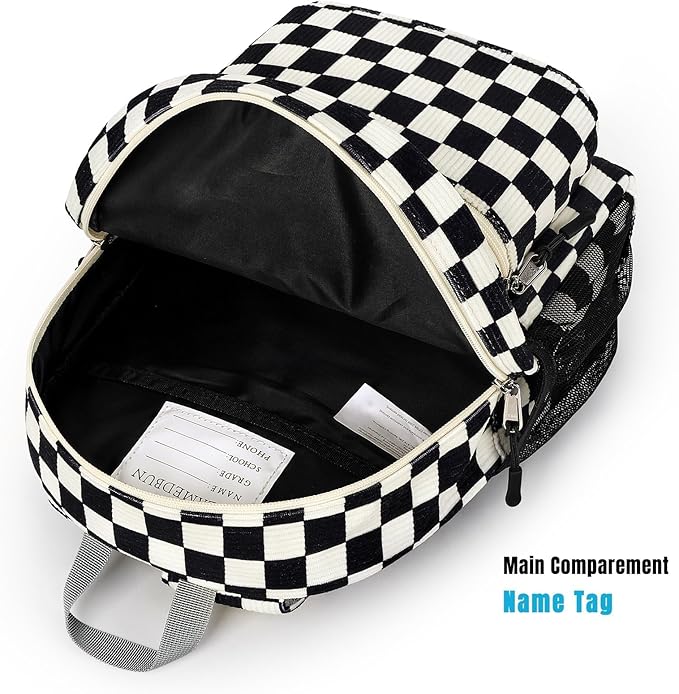 STEAMEDBUN Corduroy Toddler Backpack for Boys Girls 2-4, Kids Preschool Backpack for Kindergarten - Checkered