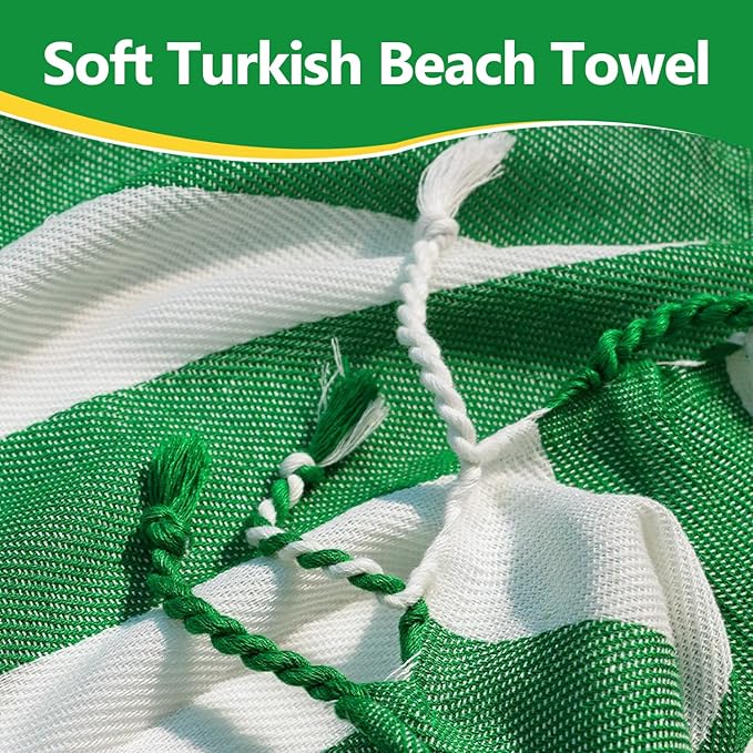 12 Pack Turkish Beach Towel 36"x71" Extra Large Beach Towels Sand Free Bath Towels Adults Lightweight Quick Dry Pool Towels Green