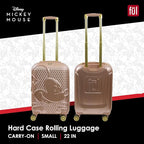 FUL Disney Mickey Mouse 22 Inch Carry On Luggage, Hardshell Rolling Suitcase with Spinner Wheels, Rose Gold